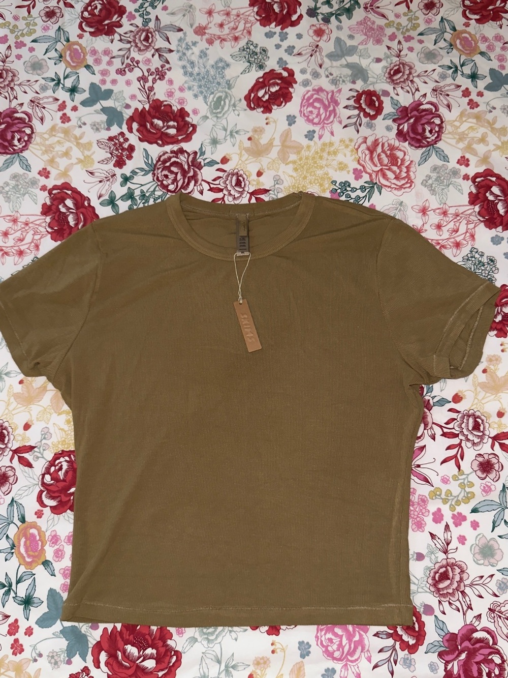 SKIMS Cotton Rib T-Shirt - Olive Green